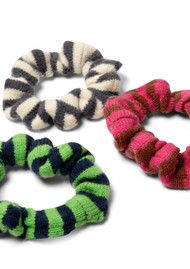 DAMSON MADDER Stripe 3 Pack Knitted Scrunchies - Multi