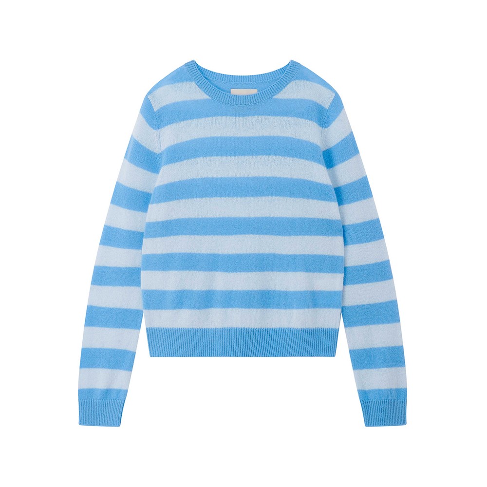 Jumper 1234 Women's Blue Stripe Crew Cashmere Jumper - Skylar & Azure