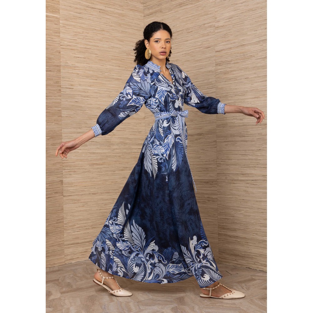 Hale Bob Women's Belted Printed Maxi Dress - Navy