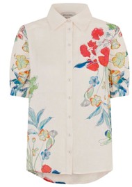DEA KUDIBAL Violetadea Short Sleeve Linen Shirt - Floral Leche