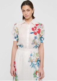 DEA KUDIBAL Violetadea Short Sleeve Linen Shirt - Floral Leche
