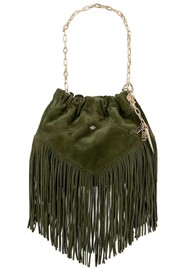 Ba&sh Mini June Suede Fringed Bag - Vert