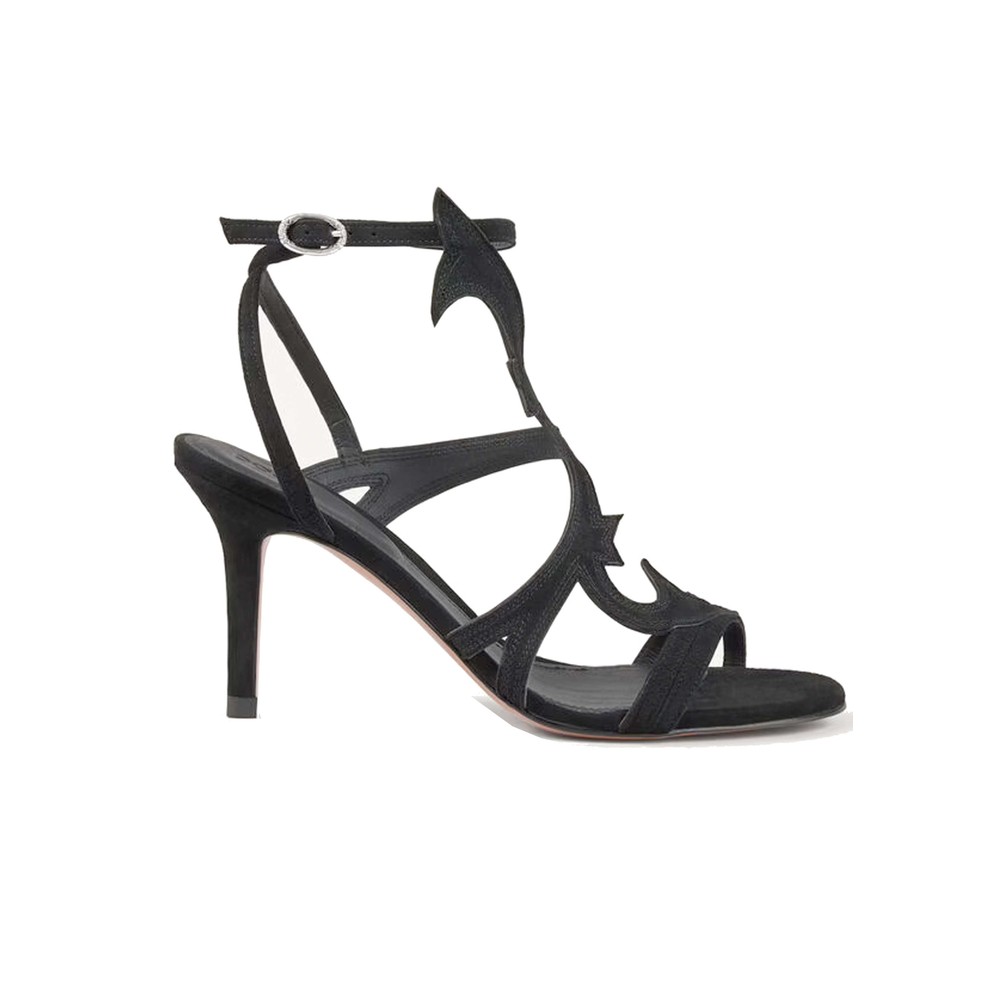 Ba&Sh Women's Black Cate Suede Heeled Sandals
