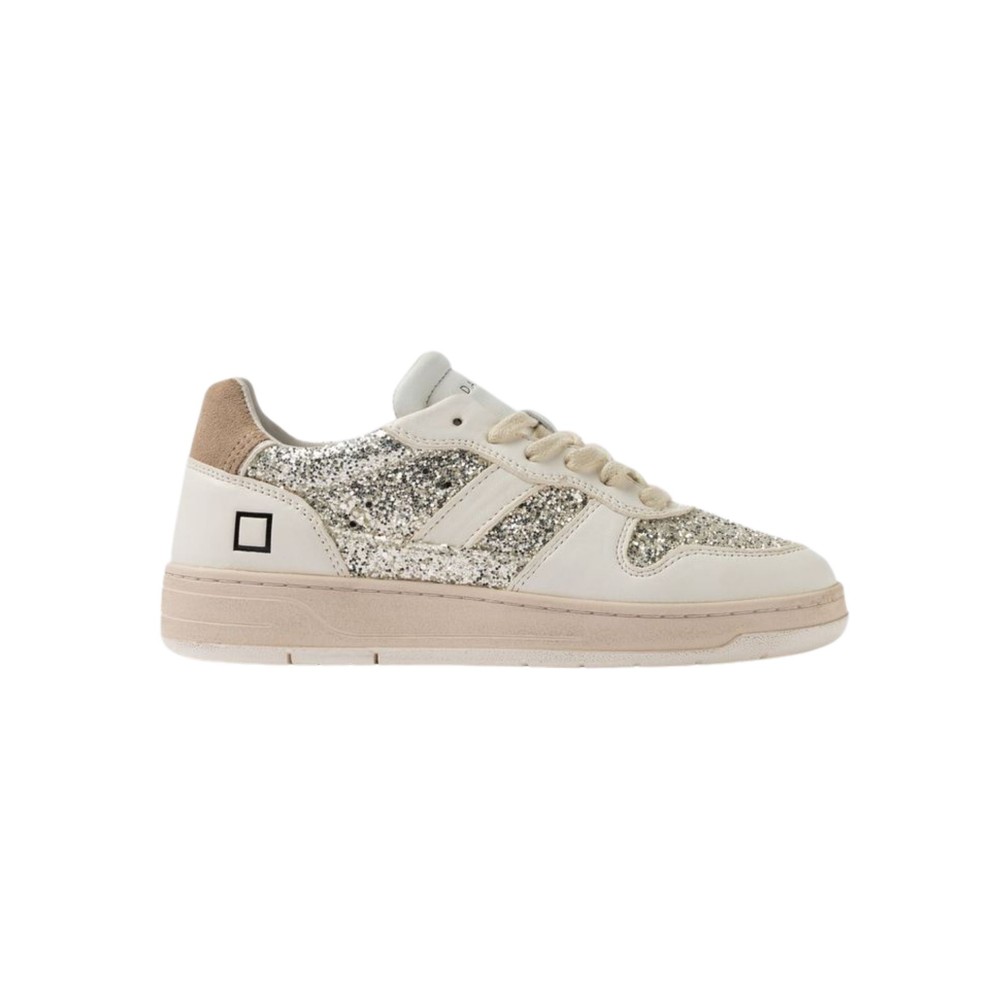 D.a.t.e Women's Silver Court 2.0 Glitter Trainers - Platinum