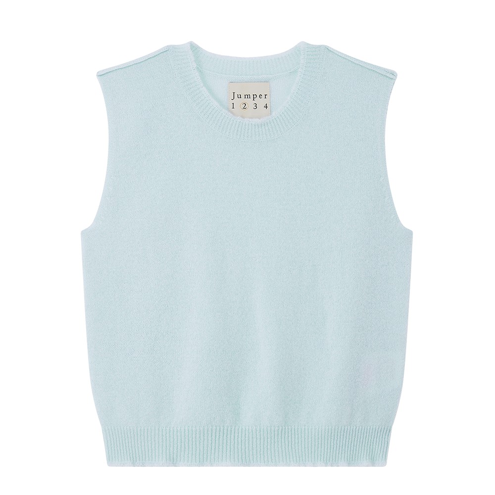 Jumper 1234 Women's Blue Distressed Cashmere Tank - Pale