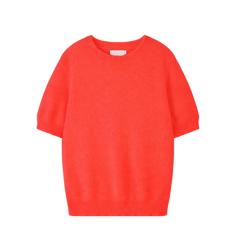 Jumper 1234 Women's Distressed Cashmere T-Shirt - Cerise
