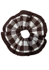 DAMSON MADDER Organic Cotton Frill Scrunchie - Butter Gingham