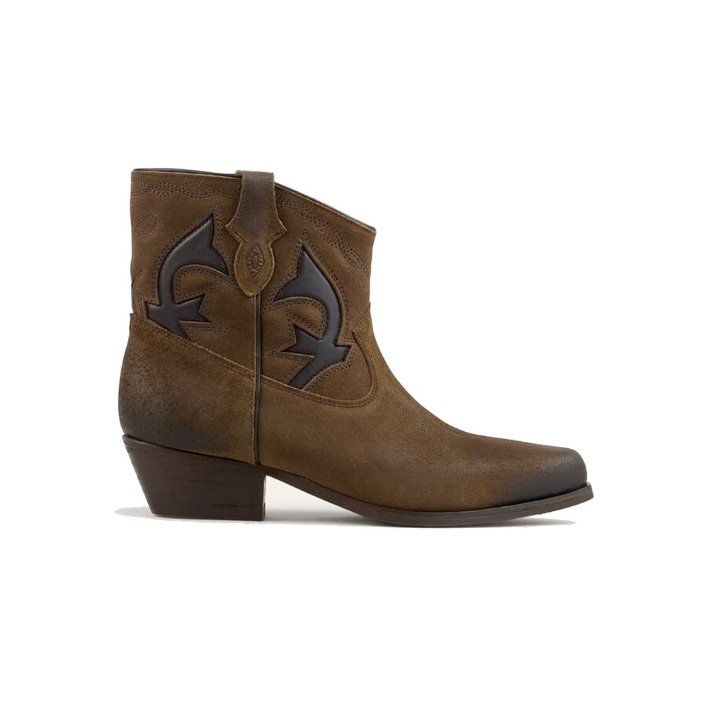 Ba&Sh Women's Brown Curtis Cowboy Ankle Boots - Marron