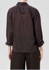 CITIZENS OF HUMANITY Kayla Shrunken Linen Shirt - Chocolate