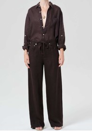 CITIZENS OF HUMANITY Brynn Linen Trousers - Chocolate