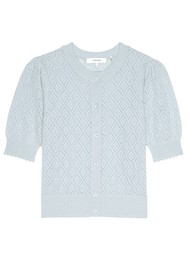 Frame Denim Delicate Cashmere Short Sleeve Cardigan - Sky Blue
