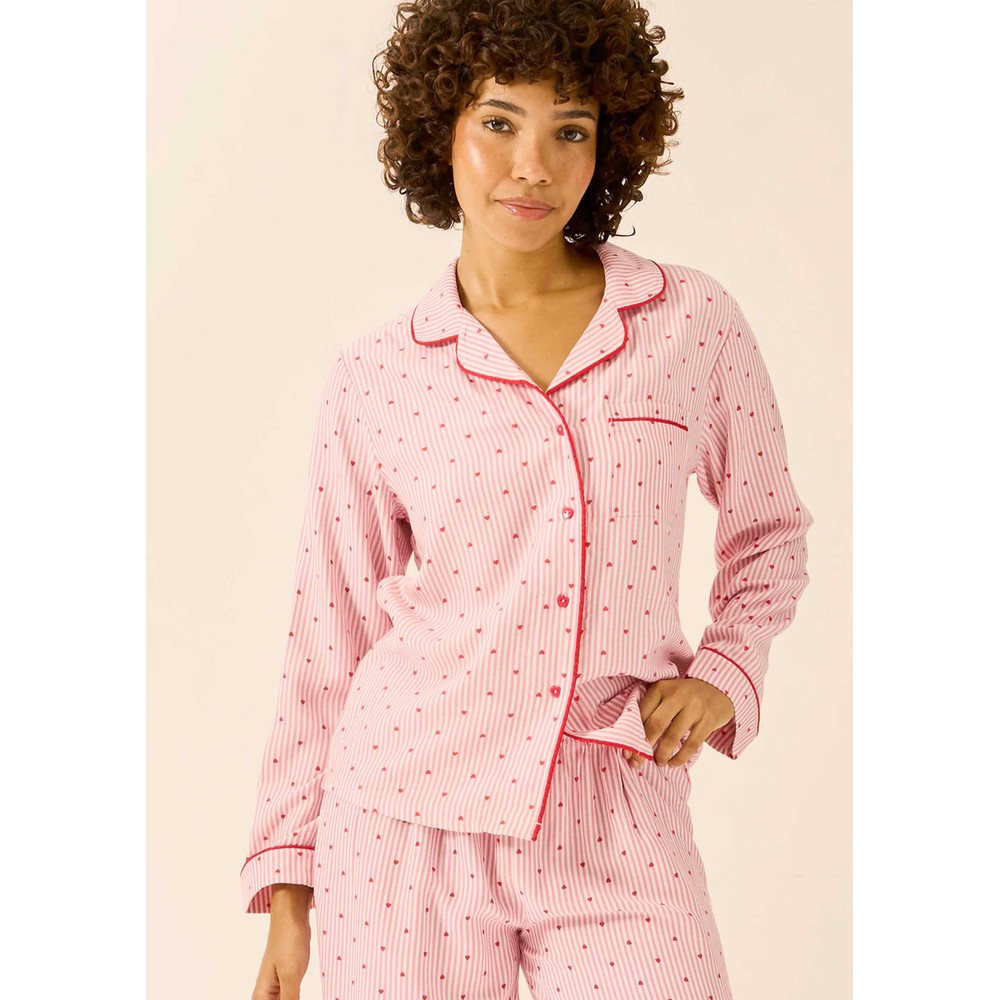 Stripe & Stare Women's Pink Long Sleeve Pyjama Top - Heart