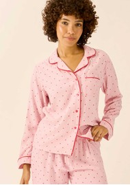 STRIPE & STARE Long Sleeve Pyjama Top - Pink Heart