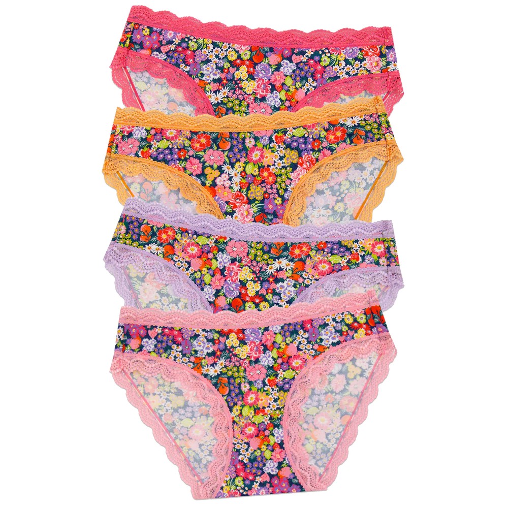 Stripe & Stare Women's Set Of 4 Briefs - Botanic Bloom