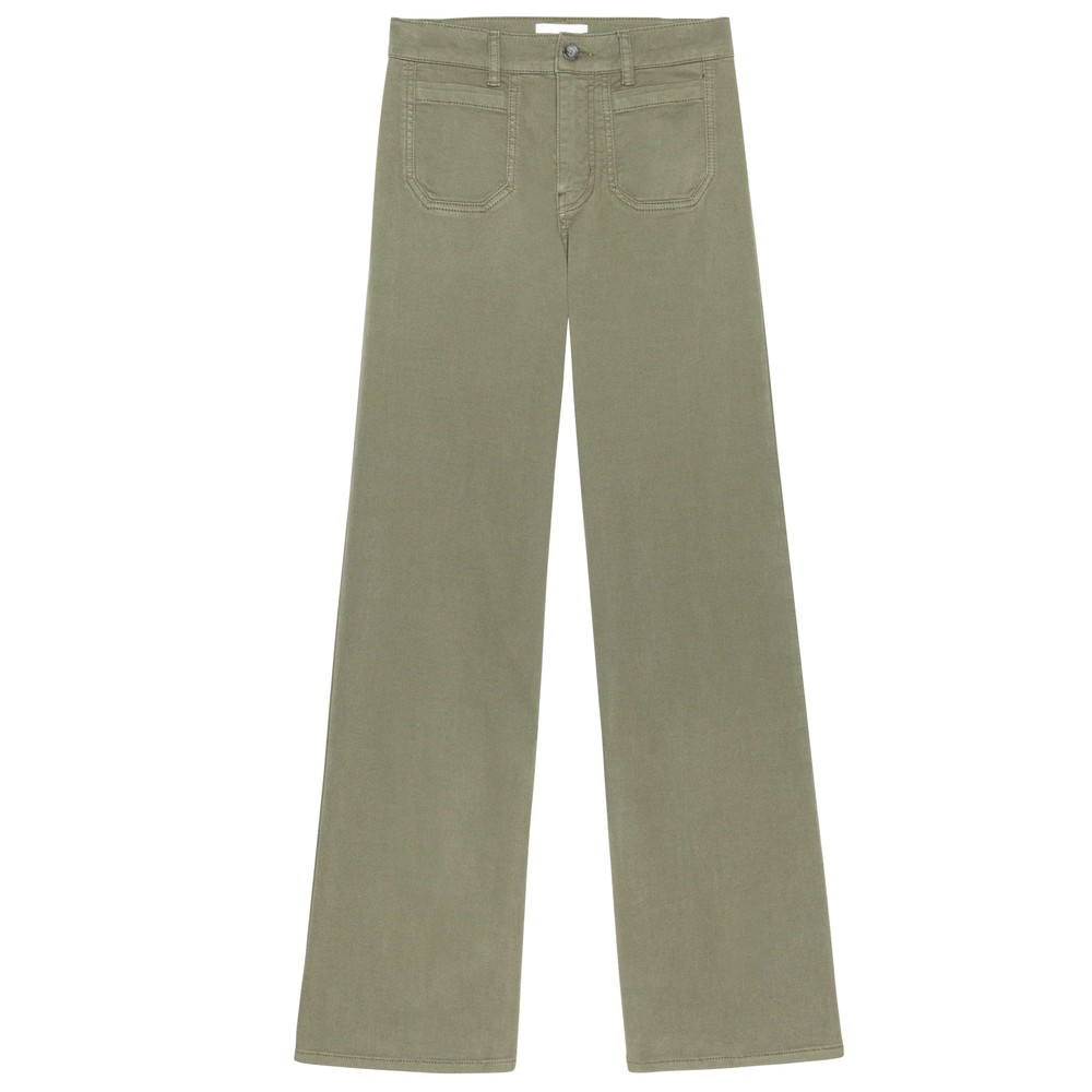 Frame Denim Women's Green Le Slim Palazzo Modern Pocket Flare Jeans - Grasshopper