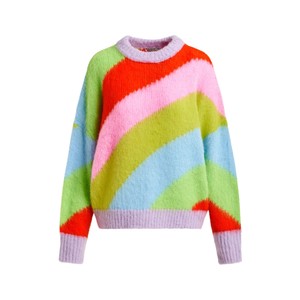 Jolor Intarsia Knit Striped Sweater - Combo1/Orange