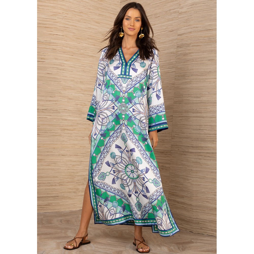 Hale Bob Chain and Rope Print Maxi Dress - Blue & Green