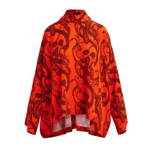 Joyetta Oversized Paisley Printed Top - Orange Brulee