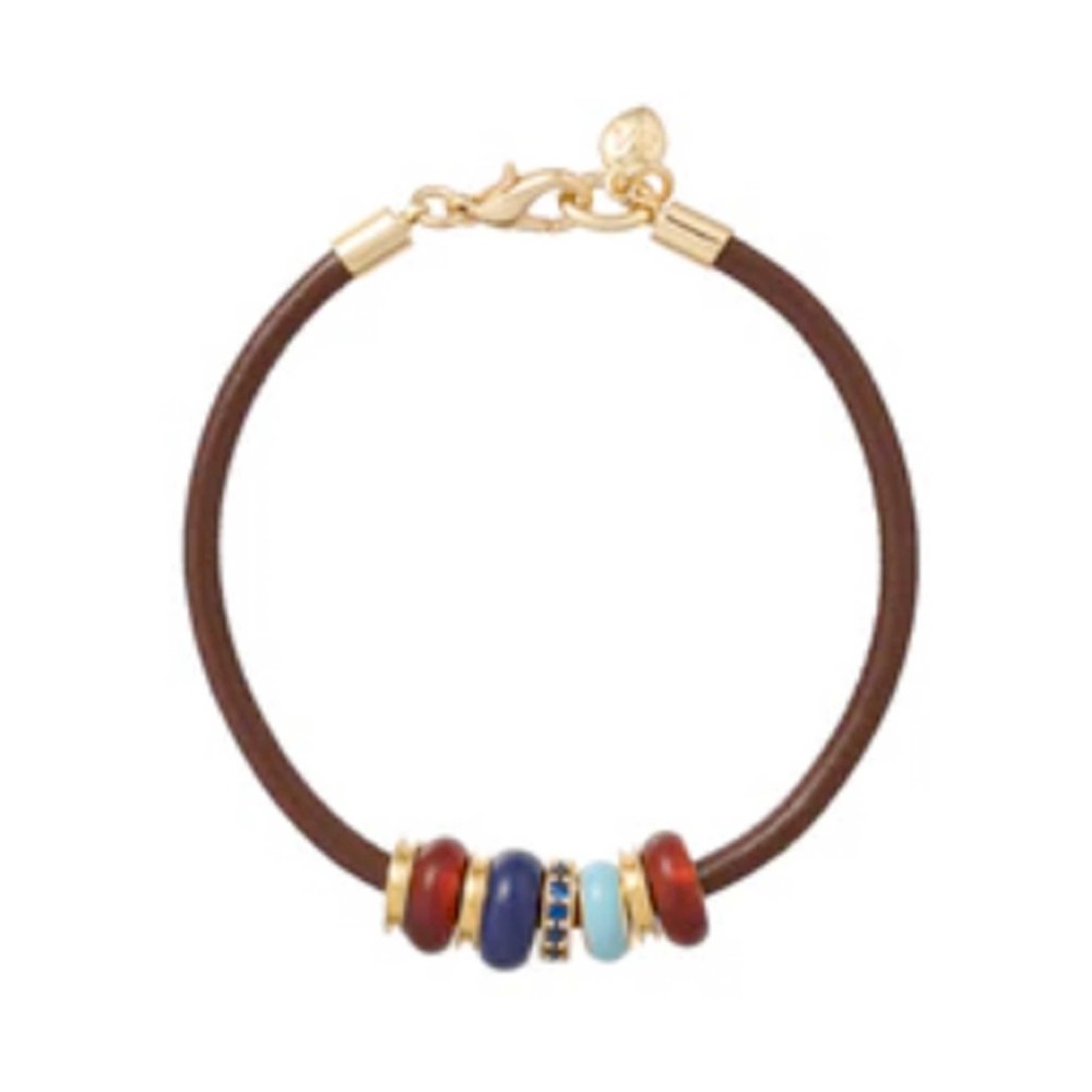 Roxanne Assoulin Women's Dark/Brown Leather Stone Slider Bracelet
