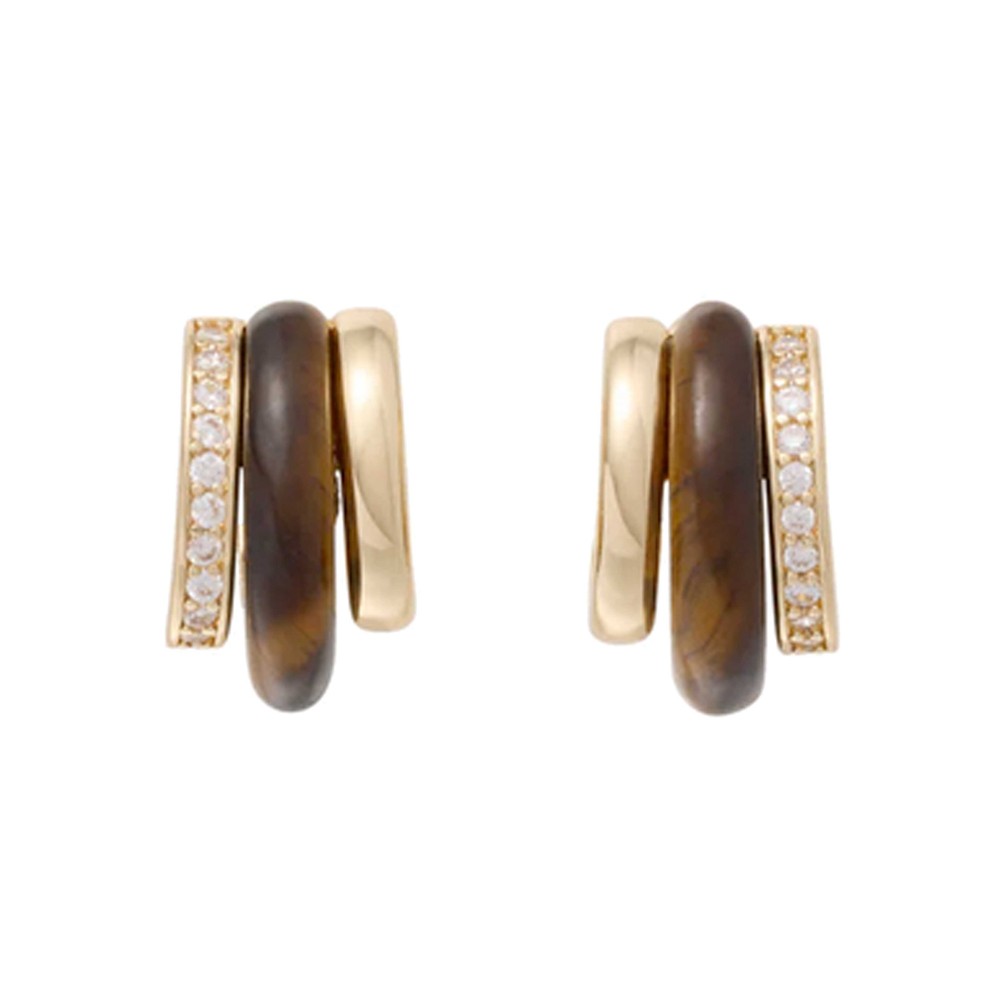 Roxanne Assoulin Women's Gold Stone Huggie Earrings - Tigers Eye