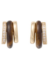 ROXANNE ASSOULIN Stone Huggie Earrings - Tigers Eye