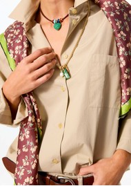 ROXANNE ASSOULIN Leather Stone Slider Necklace - Green