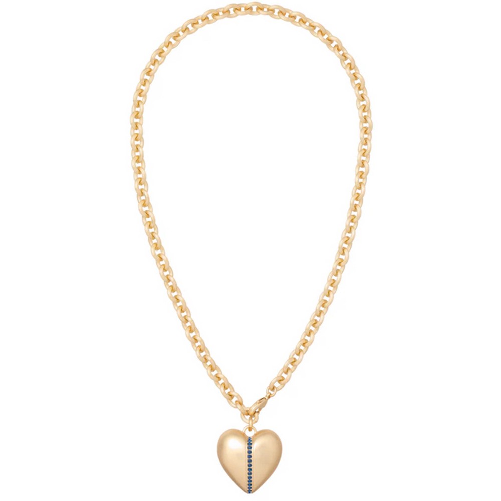 Roxanne Assoulin Women's Gold Sapphire Stripe Puffy Heart Necklace
