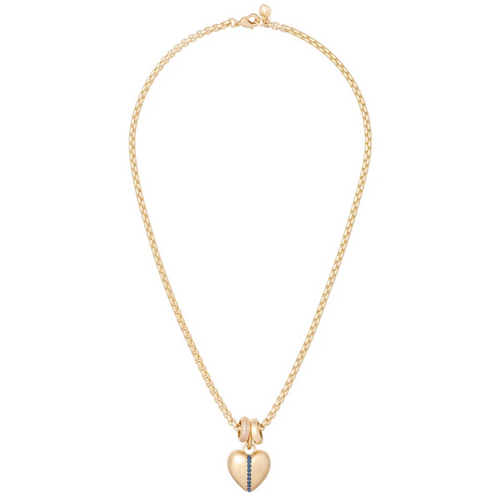 Roxanne Assoulin Women's Gold Sapphire Stripe Mini Heart Necklace