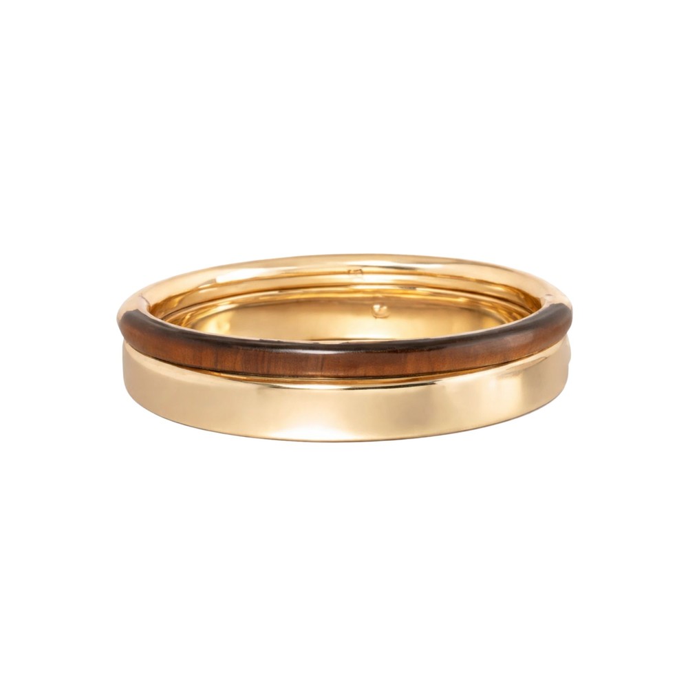 Roxanne Assoulin Women's Gold Classic Stone Hinged Bracelet Duo - Tiger's Eye