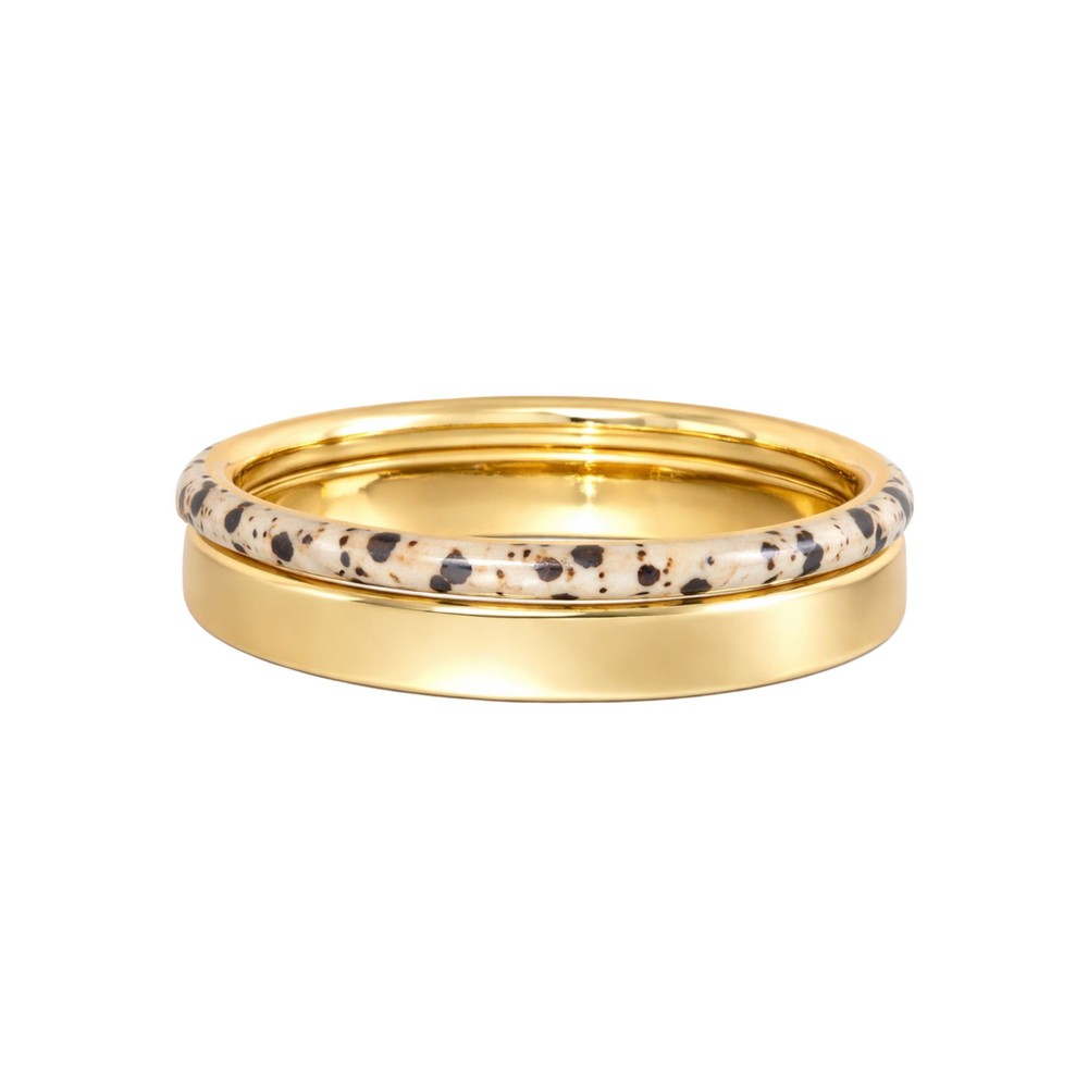 Roxanne Assoulin Women's Gold Classic Stone Hinged Bracelet Duo - Dalamation