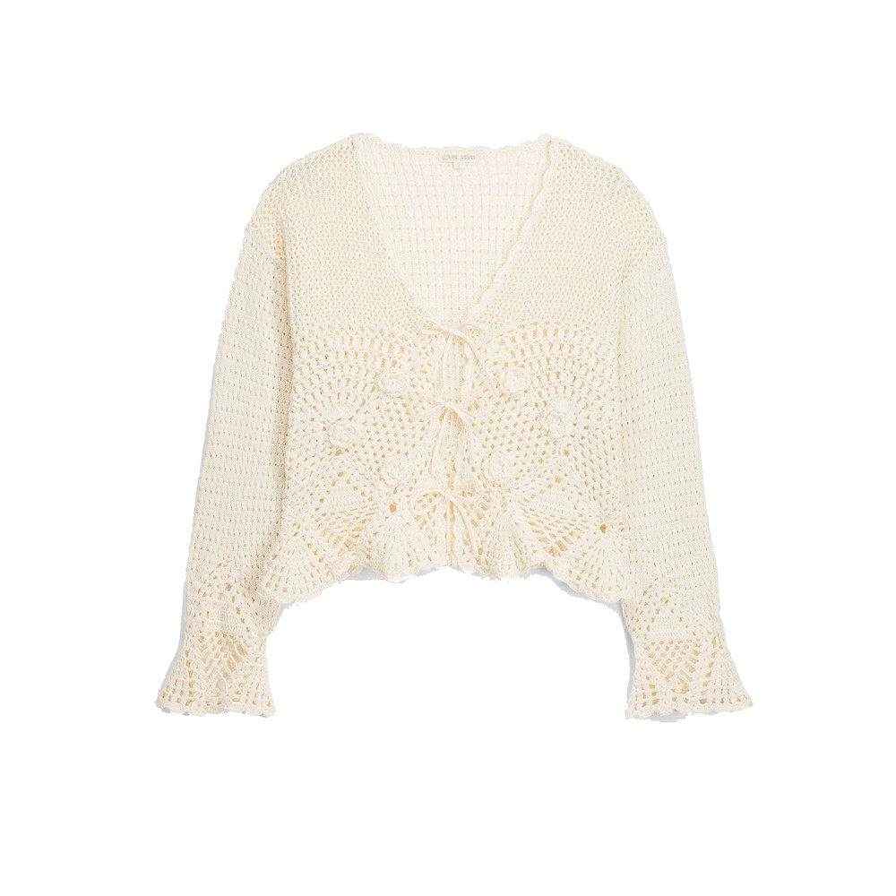 Louise Misha Women's Cream Molya Crochet Cardigan