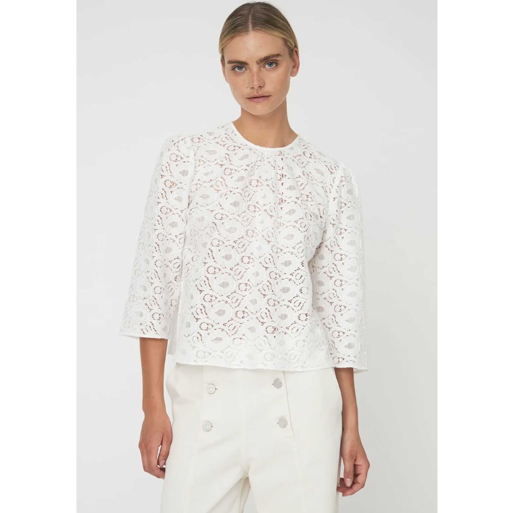 Stella Nova Women's White Cotton Lace Blouse