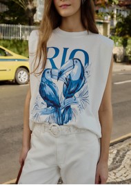 FARM RIO Toucan Rio Cotton Tank Top - Off White