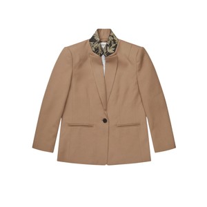 Bineeta Contrast Collar Blazer - Camel