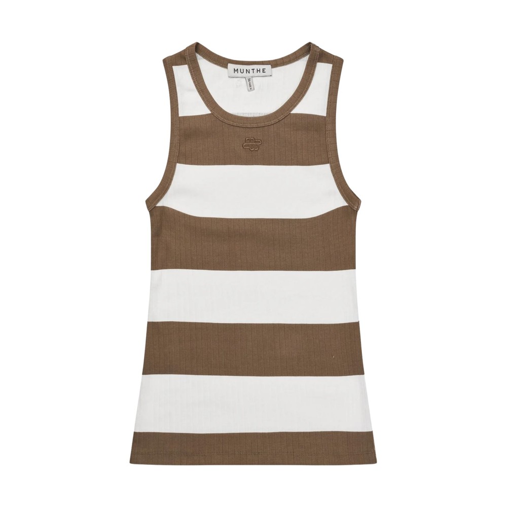 Munthe Women's Tezza Ribbed Tank Top - Stripe Mocca