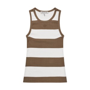 Tezza Ribbed Tank Top - Stripe Mocca