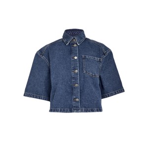 MSKaddi Cropped Shirt - Mid Blue Denim
