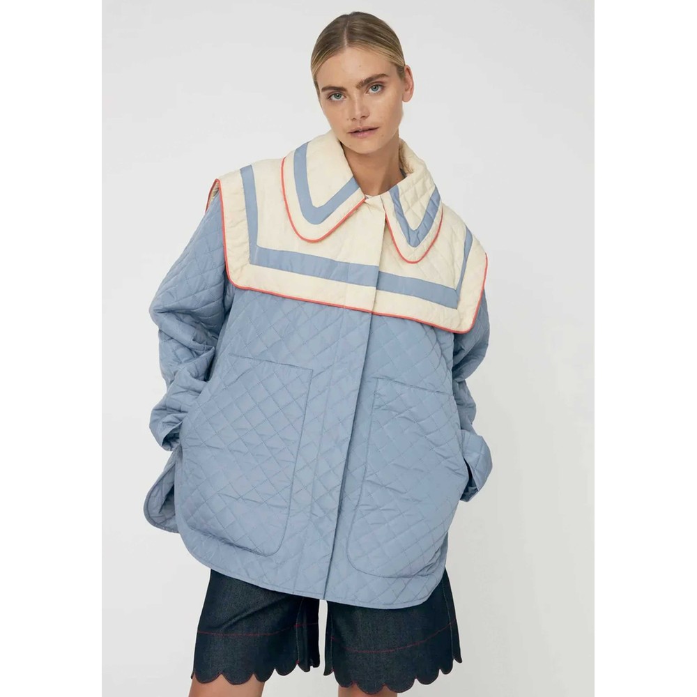 Stella Nova Women's Blue Oversized Quilted Sailor Jacket - Lovely