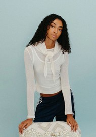 TBCO Merino Wool Triangle Scarf - White Pointelle