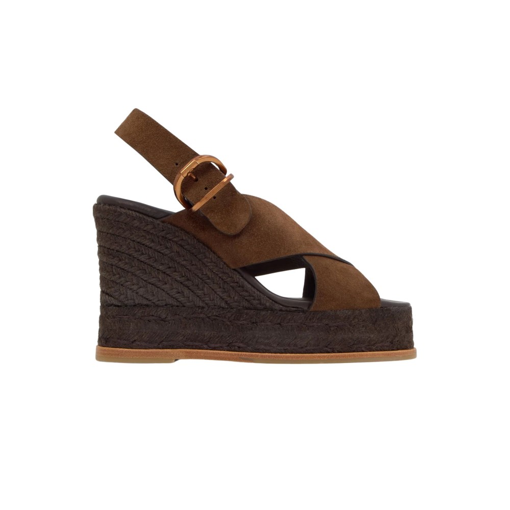 Castaner Women's Gold Betina Wedge Sandal - Marron Chocolate