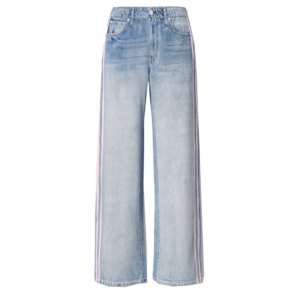 RAG & BONE rb Miramar Terry Wide Track Pants - Pink Stripe