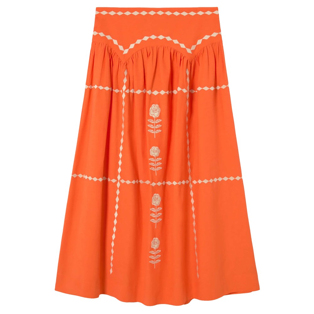 The Tiny Big Sister Women's Red Embroide Skirt - Summer