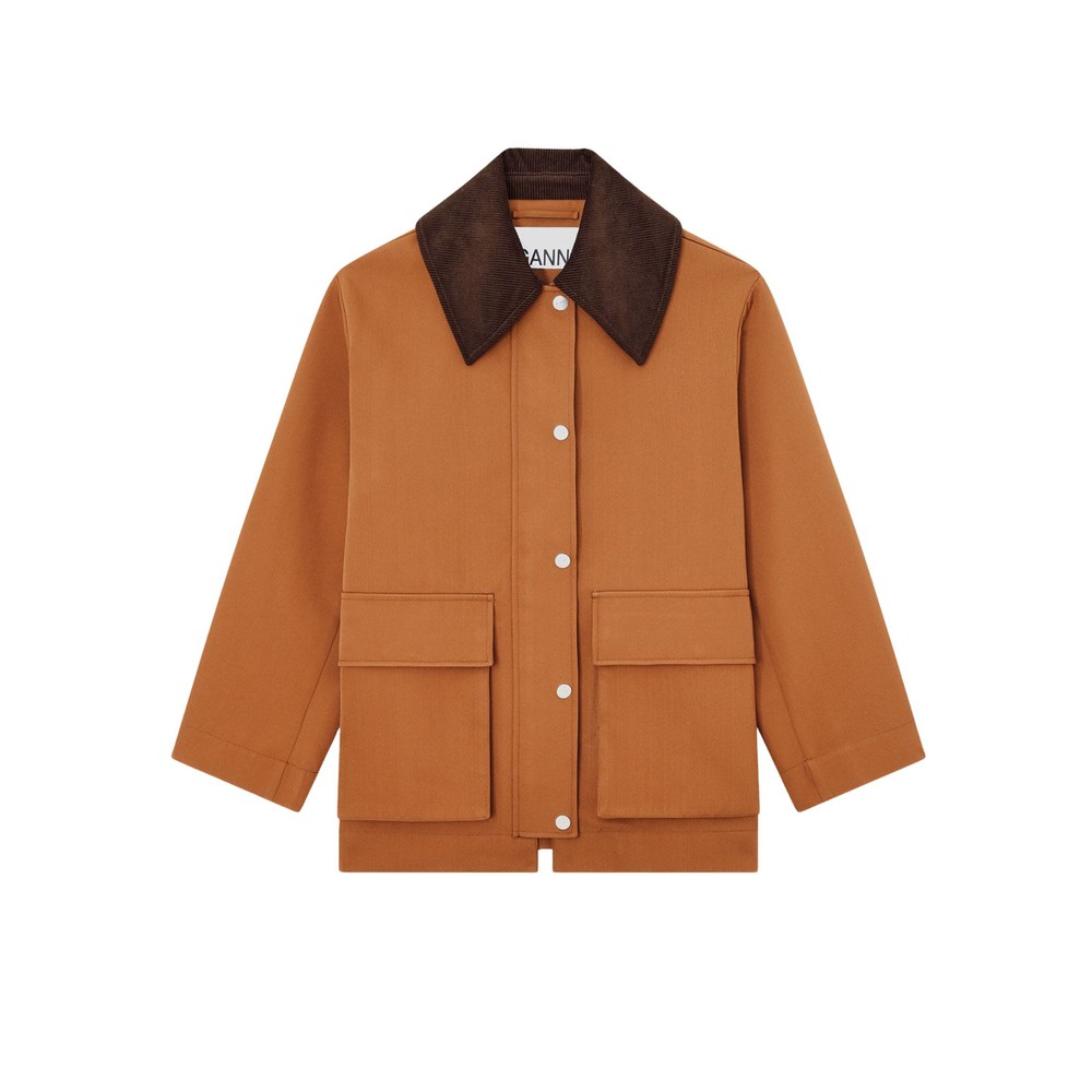 Ganni Women's Brown Heavy Twill Jacket - Cinnamon Swirl