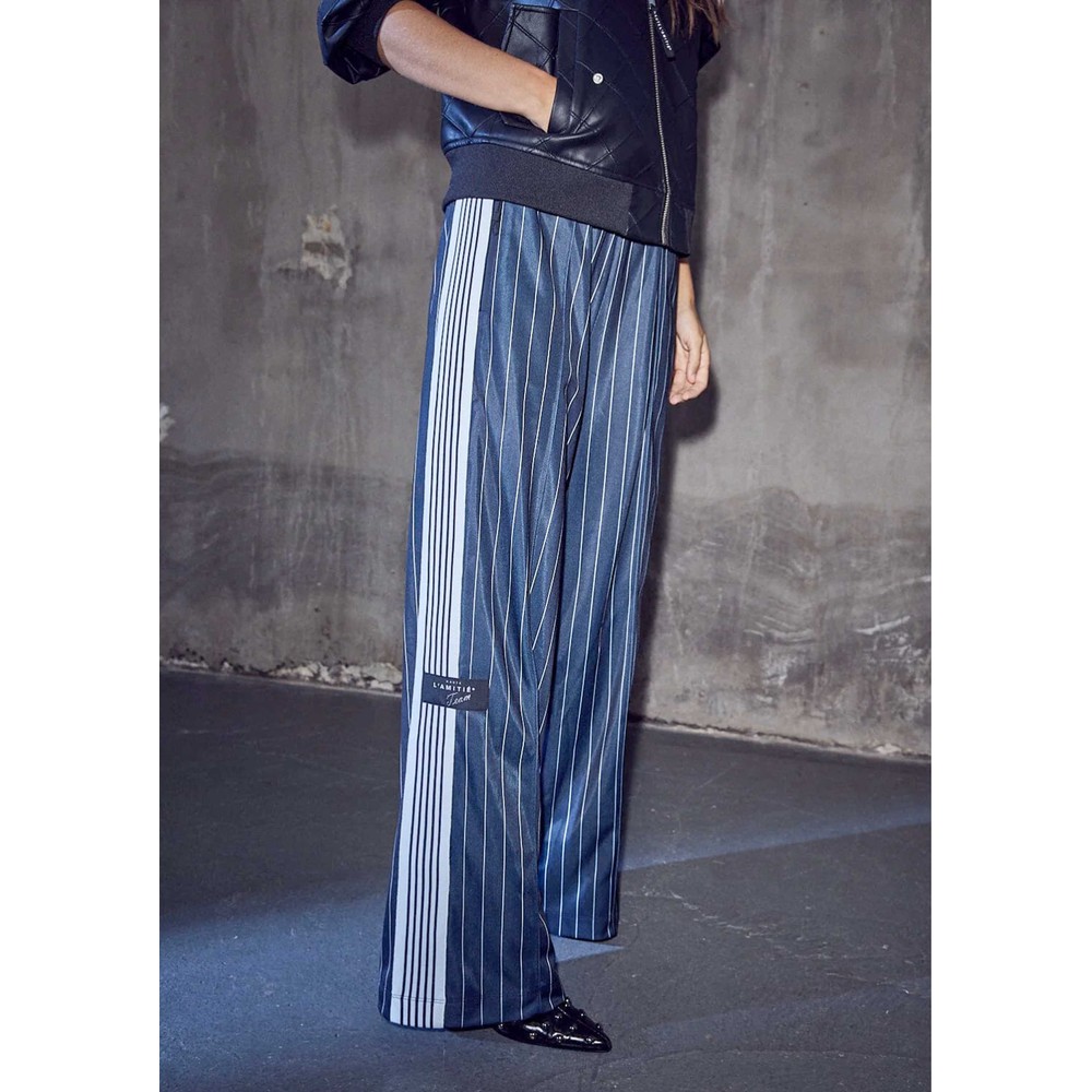 Haute Lamitie Women's Baggy Pin Stripe Track Pant - Navy