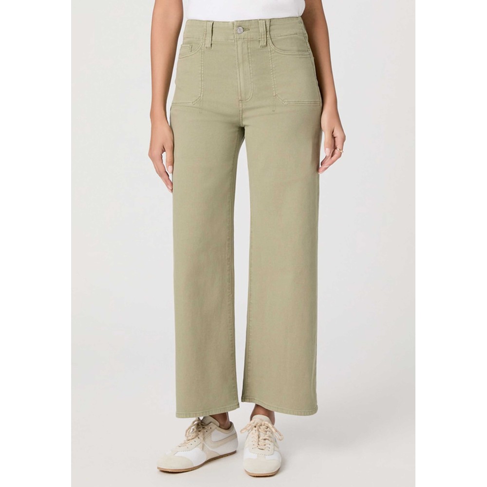 Paige Denim Anessa High Rise Cropped Wide Leg Jeans - Vintage Oak Moss