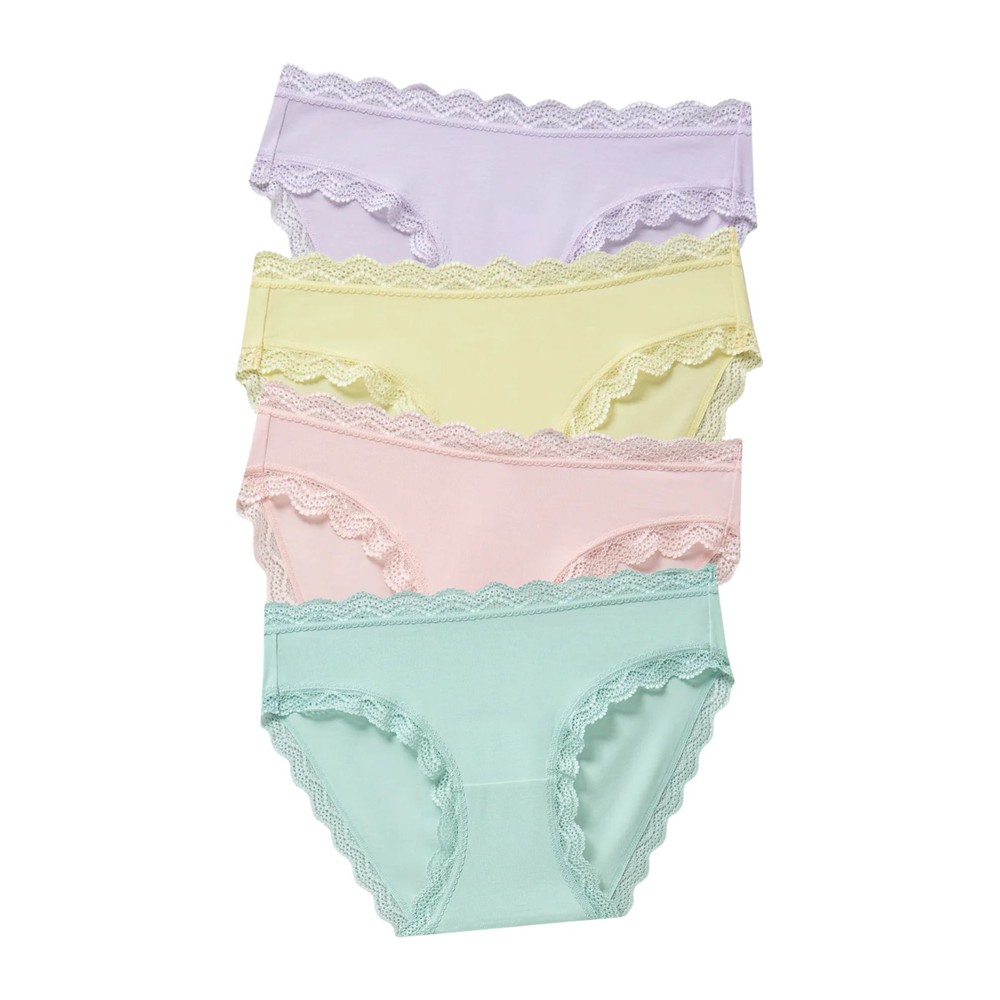 Stripe & Stare Women's Set Of 4 Briefs - Petal Pastel
