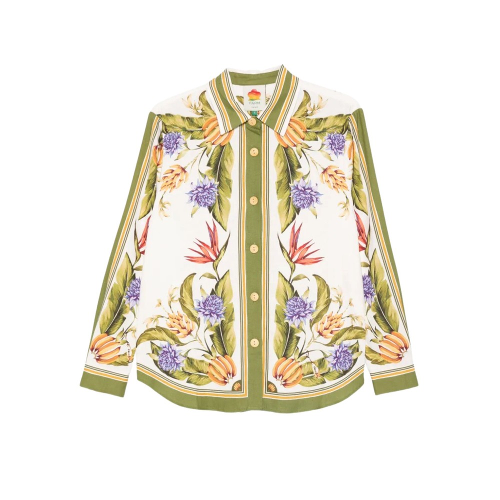 Farm Rio Women's Tropical Scarf Shirt - Sand