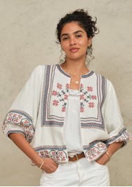 M.A.B.E Calista Embellished Jacket - Ecru/Multi