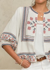 M.A.B.E Calista Embellished Jacket - Ecru/Multi