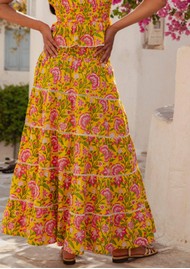 PINK CITY PRINTS Rah Rah Organic Cotton Maxi Skirt - Provencal Peony